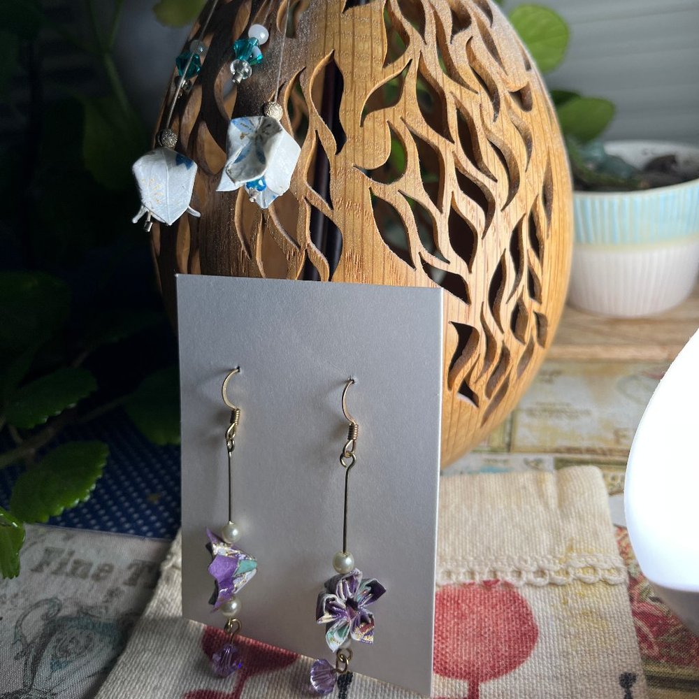 Handmade origami flower earrings